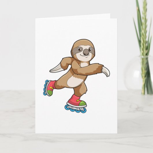 インラインスケートで遊ぶナマケモノ カード (正面)