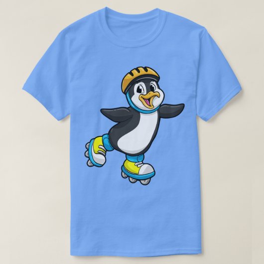 インラインスケートと彼を持つインラインスケーターとしてのペンギン Tシャツ (デザイン正面)