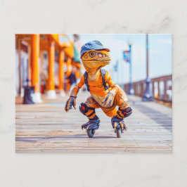 インラインスケートの恐竜 シーズンポストカード