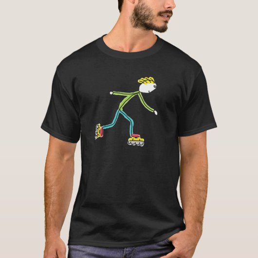 インラインスケートの棒人間 Tシャツ (正面)
