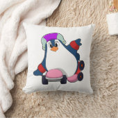 インラインスケートを備えたインラインスケートとしてのペンギン クッション (ブランケット)