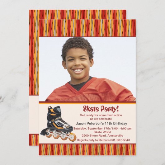 インラインスケートフォト招待状 招待状 (正面/裏面)