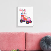 インラインスケート付きインラインスケーターとしてのウサギ キャンバスプリント (インサイチュ (リビング))