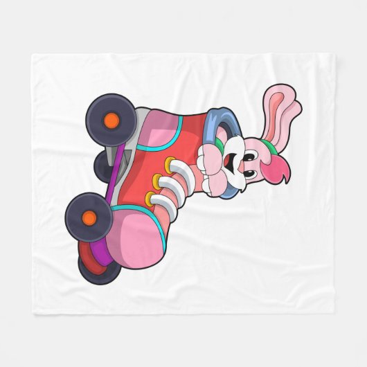 インラインスケート付きインラインスケーターとしてのウサギ フリースブランケット (正面(横))