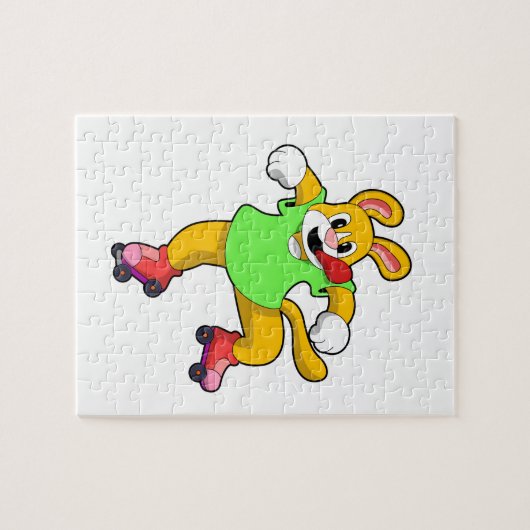 インラインスケート付きインラインスケーターとしての犬 ジグソーパズル (横)