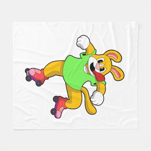 インラインスケート付きインラインスケーターとしての犬 フリースブランケット (正面(横))