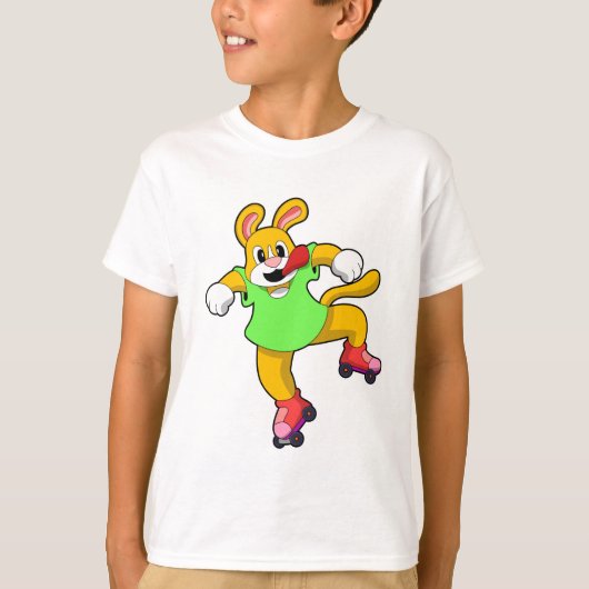 インラインスケート付きインラインスケーターとしての犬 Tシャツ (正面)