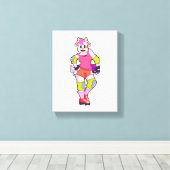 インラインスケート付きインラインスケーターとしてヤギ キャンバスプリント (インサイチュ (ウッドフロア))