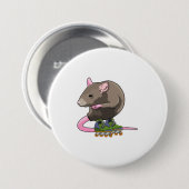 インラインスケート付きインラインスケートとしてマウス 缶バッジ (正面&裏面)