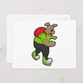 インラインスケート&バックパック付きスケーターとしての犬 ポストカード (正面/裏面)