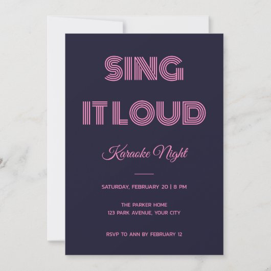 インラインタイプ Sing It Loud カラオケ・ナイト招待状 招待状 (正面)