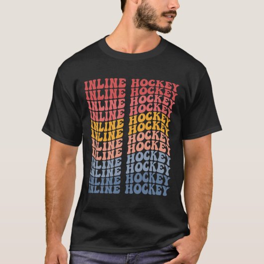 インラインホッケー グルービー レトロ スポーツ Tシャツ (正面)