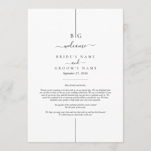 インラインモダンモノグラム結婚の旅程 プログラム (正面)