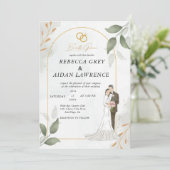 インライン色あせた写真 モダンミニマル結婚| 招待状 (スタンド正面)