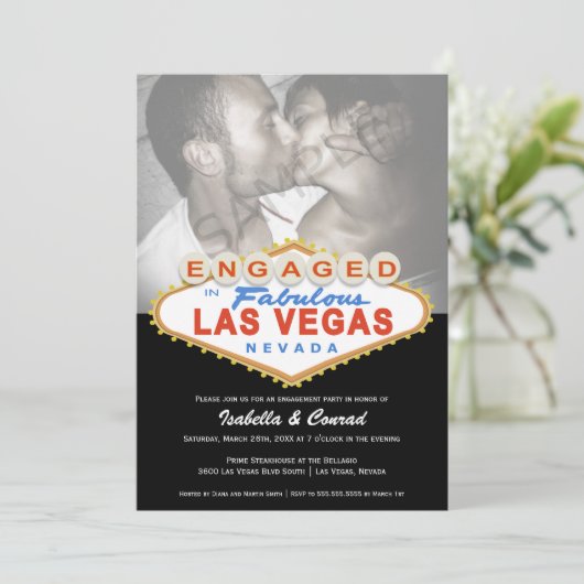 インラスベガ婚約したスサイン婚約パーティ招待状 招待状 (スタンド正面)