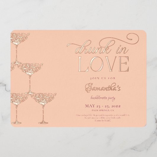 インラブシャム飲パンタワーピーチバチェロレッテ 箔招待状 (正面)