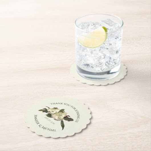 インラブ – ヴィンテージマグノリアフローラ結婚式の引き出物 ペーパーコースター (インサイチュ)