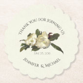 インラブ – ヴィンテージマグノリアフローラ結婚式の引き出物 ペーパーコースター (正面)