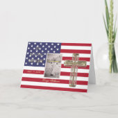 インラヴィング・メモリー・宗教的黄金の十字写真USA カード (正面)