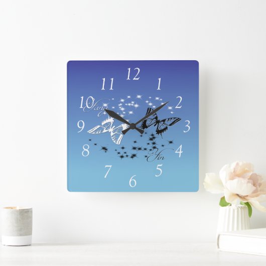 インンヤン スクエア壁時計 (ホーム)