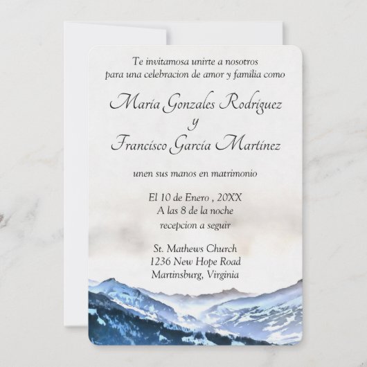 インヴィタシオンデボダアキュアレラモンタニャブルモサアズール 招待状 (正面)