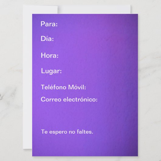 インヴィタシオンヌエストロアニベラリオアズールイプルプラ 招待状 (裏面)