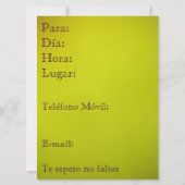 インヴィタシオンフィエスタデクンプレニョス 招待状 (裏面)