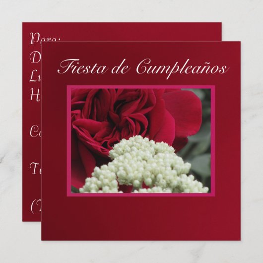 インヴィタシオン-フィエスタデクンプレヤノス-ロサロジャ 招待状 (正面/裏面)