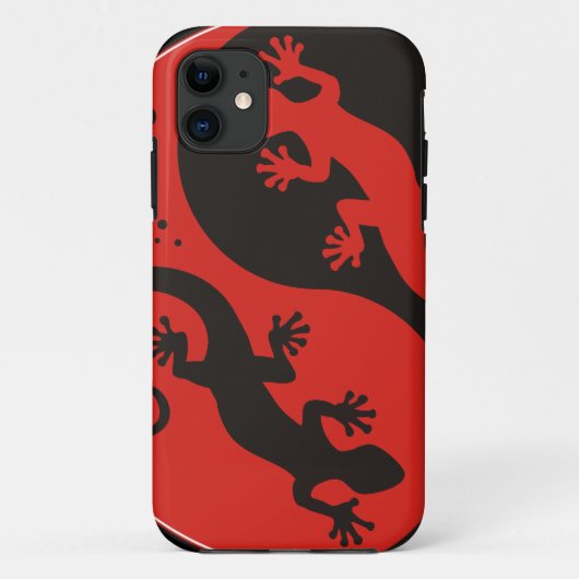 イン及びヤンのヤモリの黒の赤 + あなたの背景のアイディア Case-Mate iPhoneケース (裏面)