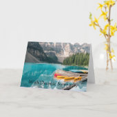 イン最も深い悔やみや弔慰美しいマウンテンレイクカヌー カード (黄色い花)