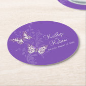 イン結婚クのアート蝶ピンクの紙コースター ラウンドペーパーコースター (アングル)