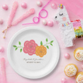 イン開花レッドオレンジフローラ紙プレート ペーパープレート (パーティー)