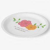 イン開花レッドオレンジフローラ紙プレート ペーパープレート (アングル)