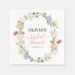 イン開花ワイルドフラワーフローラブライダルシャワーナプキンス スタンダードカクテルナプキン