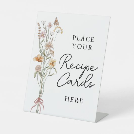 イン開花ワイルドフラワーブライダルシャワーレシピカードサイン 台座サイン (正面)