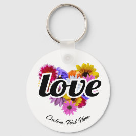 イン開花 – ラブハート形フローラブーケ キーホルダー