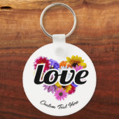 イン開花 – ラブハート形フローラブーケ キーホルダー (裏面)