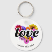 イン開花 – ラブハート形フローラブーケ キーホルダー (裏面)