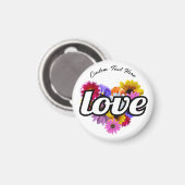 イン開花 – ラブハート形フローラブーケ マグネット (正面/裏面)