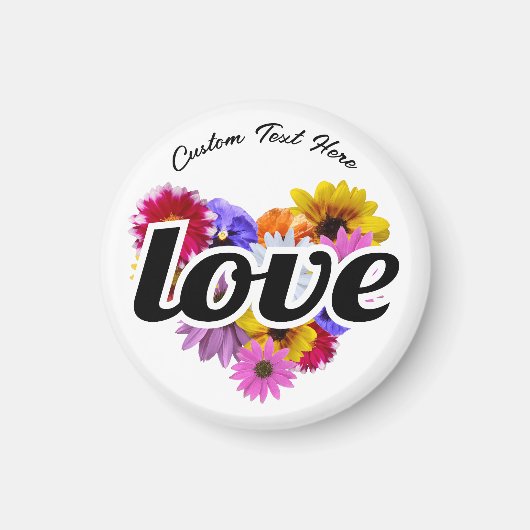 イン開花 – ラブハート形フローラブーケ マグネット (正面)