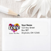 イン開花 – ラブハート形フローラブーケ ラベル (インサイチュ)