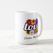 イン開花 – 愛とスクエアフローラブーケマグ コーヒーマグカップ (正面右)