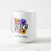 イン開花 – 愛とスクエアフローラブーケマグ コーヒーマグカップ (正面左)