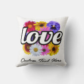 イン開花 – 愛とスクエアフローラブーケ クッション (裏面)