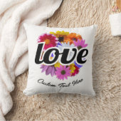 イン開花 – 愛とラウンドフローラブーケ クッション (ブランケット)