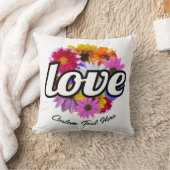 イン開花 – 愛とラウンドフローラブーケ クッション (ブランケット)