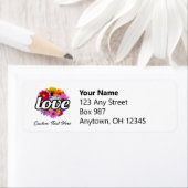 イン開花 – 愛とラウンドフローラブーケ ラベル (インサイチュ)