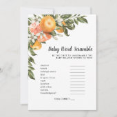 イン開花 |赤ちゃんシャワーワードスクランブルゲームカード 招待状 (正面)