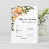 イン開花 |赤ちゃんシャワーワードスクランブルゲームカード 招待状 (スタンド正面)