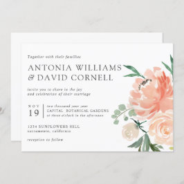 イン開花 | Chic Botanical Pinkフローラ結婚のInv 招待状